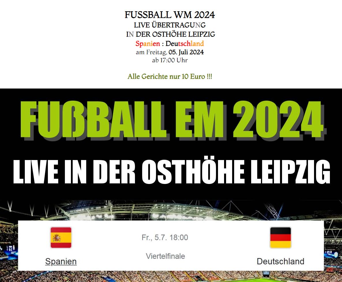 Das Restaurant in Sttteritz bietet WM Fuball bertragungenan. Pltze knnen hier reserviert werden. Hier knnt ihr alle Fuball WM 2024 Spitzenspiele LIVE verfolgen. 
